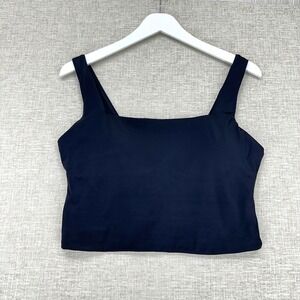 Andie Tank Top Womens Large Black The Siren Tank‎ Square Neck Cropped Swimwear